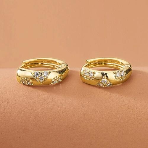 Boucles d'oreilles en laiton zircon cubique pavent, Placage, bijoux de mode & pavé de micro zircon & pour femme, Vendu par paire