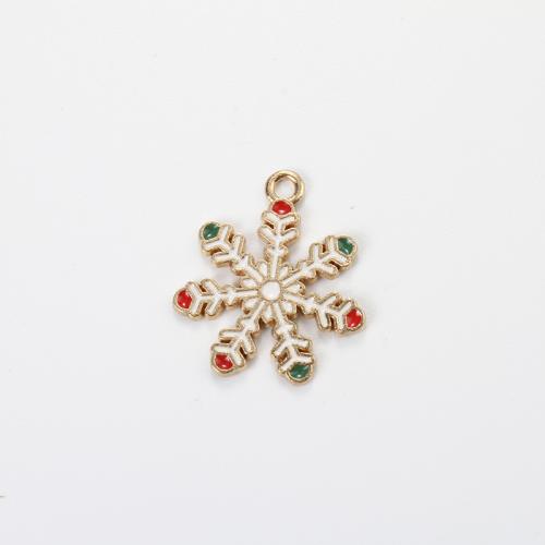 Zink Alloy Christmas Hängen, Snowflake, guldfärg pläterade, Jul Design & DIY & emalj, blandade färger, 23x14.90x1.20mm, Innerdiameter:Ca 1.3mm, Säljs av PC