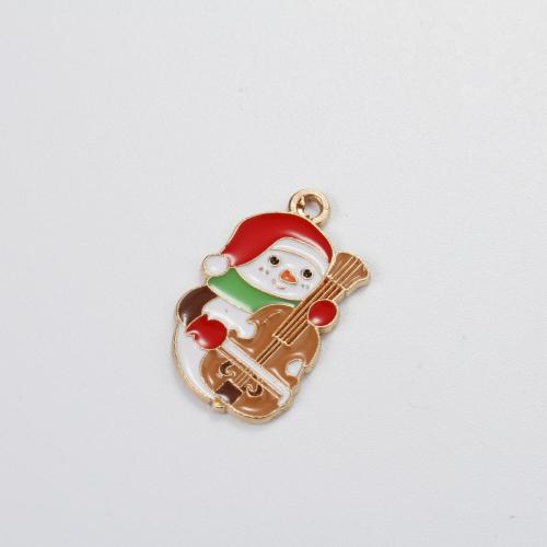 Zink Alloy Christmas Hängen, Snögubbe, guldfärg pläterade, Jul Design & DIY & emalj, blandade färger, 23.50x14.20x1.10mm, Säljs av PC