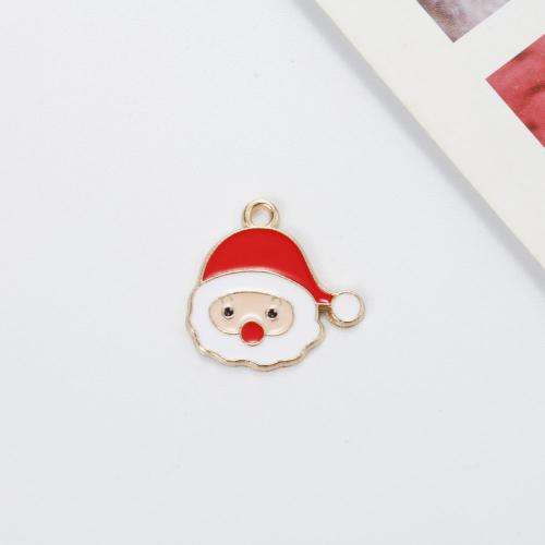 Zink Alloy Christmas Hängen, JULTOMTEN, guldfärg pläterade, DIY & emalj, blandade färger, 20x20x1.20mm, Säljs av PC