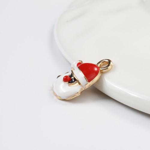 Zink Alloy Christmas Hängen, JULTOMTEN, guldfärg pläterade, DIY & emalj, blandade färger, 17.70x13.60x4mm, Säljs av PC