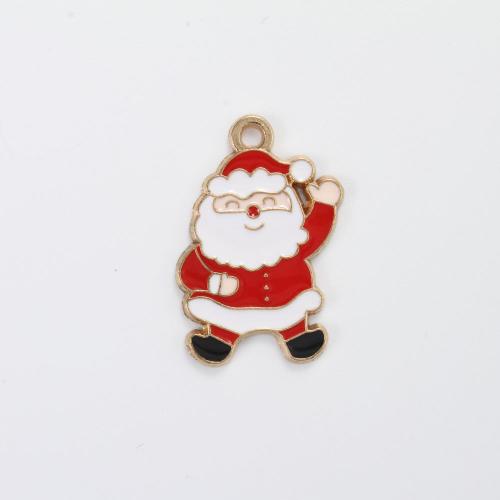 Zink Alloy Christmas Hängen, JULTOMTEN, guldfärg pläterade, DIY & emalj, blandade färger, 23x14.60x1.40mm, Säljs av PC