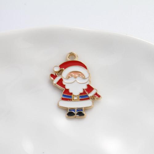 Zink Alloy Christmas Hängen, JULTOMTEN, guldfärg pläterade, DIY & emalj, blandade färger, 25.40x15x1.30mm, Säljs av PC