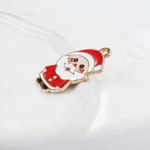 Zink Alloy Christmas Hängen, JULTOMTEN, guldfärg pläterade, DIY & emalj, blandade färger, 25x14.60x1.20mm, Säljs av PC