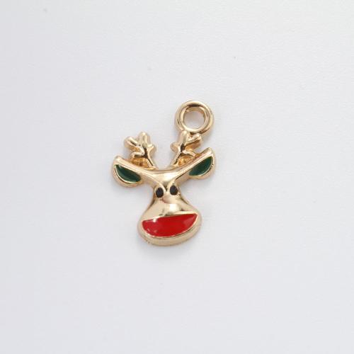 Zink Alloy Christmas Hängen, Julren, guldfärg pläterade, DIY & emalj, blandade färger, 18x13x3.40mm, Säljs av PC