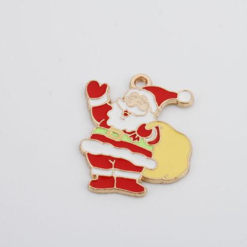 Zink Alloy Christmas Hängen, JULTOMTEN, guldfärg pläterade, DIY & emalj, blandade färger, 26x21x1.50mm, Säljs av PC