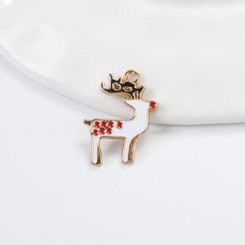 Zink Alloy Christmas Hängen, Julren, guldfärg pläterade, DIY & emalj, blandade färger, 24x19x1.80mm, Säljs av PC