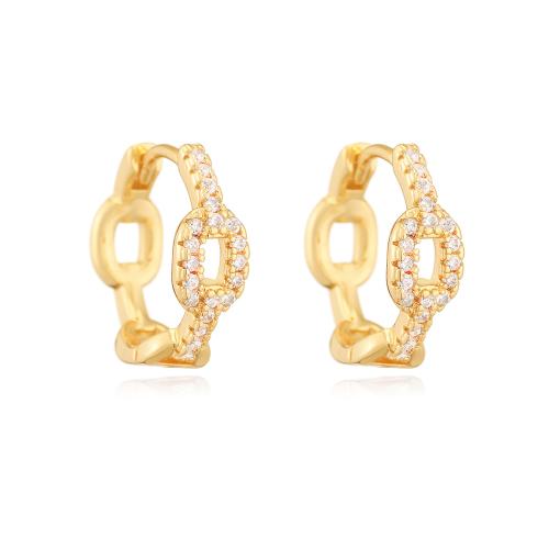 Boucles d'oreilles en laiton zircon cubique pavent, Placage, pavé de micro zircon & pour femme & creux, plus de couleurs à choisir, Vendu par paire