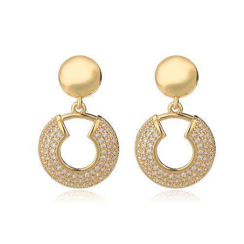 Boucles d'oreilles en laiton zircon cubique pavent, Plaqué or 18K, styles différents pour le choix & pavé de micro zircon & pour femme, Vendu par paire