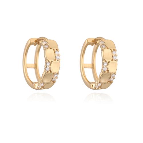 Boucles d'oreilles en laiton zircon cubique pavent, Placage, pavé de micro zircon & pour femme & creux, plus de couleurs à choisir, Vendu par paire