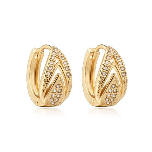 Boucles d'oreilles en laiton zircon cubique pavent, Placage, pavé de micro zircon & pour femme & creux, plus de couleurs à choisir, Vendu par paire