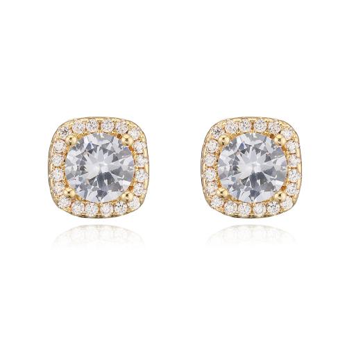 Boucles d'oreilles en laiton zircon cubique pavent, cadre, Placage, bijoux de mode & pavé de micro zircon & pour femme, plus de couleurs à choisir, Vendu par paire