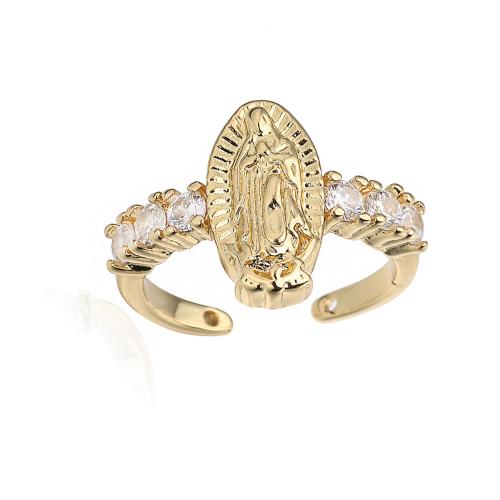 Krychlový Circonia Micro vydláždit mosazný prsten, Mosaz, 18K pozlacené, micro vydláždit kubické zirkony & pro ženy, Prodáno By PC