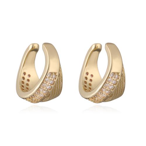 Boucles d'oreilles en laiton zircon cubique pavent, Plaqué d'or, pavé de micro zircon & pour femme, Vendu par paire