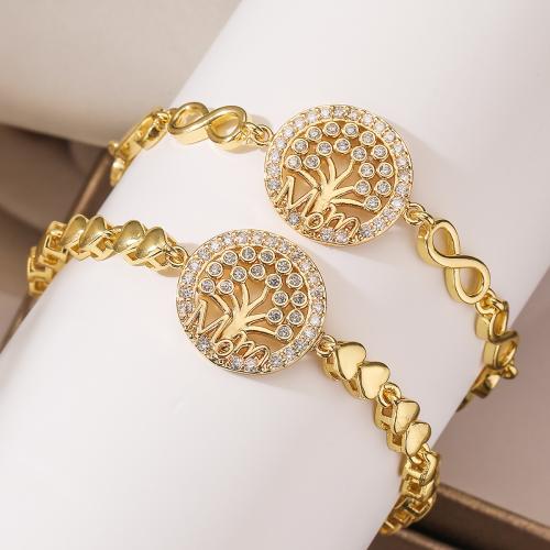 Bracelet cubique en laiton zircon pavent, Plaqué or 18K, styles différents pour le choix & pavé de micro zircon & pour femme, Vendu par PC