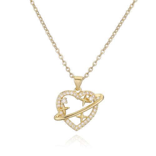 Collier en laiton cubique Zircon Micro Pave, Plaqué d'or, styles différents pour le choix & pavé de micro zircon & pour femme & creux, Vendu par PC