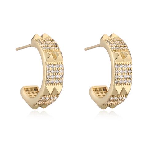 Boucles d'oreilles en laiton zircon cubique pavent, Plaqué or 18K, styles différents pour le choix & pavé de micro zircon & pour femme, doré, Vendu par paire