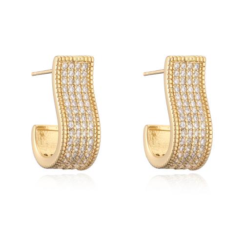 Boucles d'oreilles en laiton zircon cubique pavent, Plaqué or 18K, styles différents pour le choix & pavé de micro zircon & pour femme, Vendu par paire