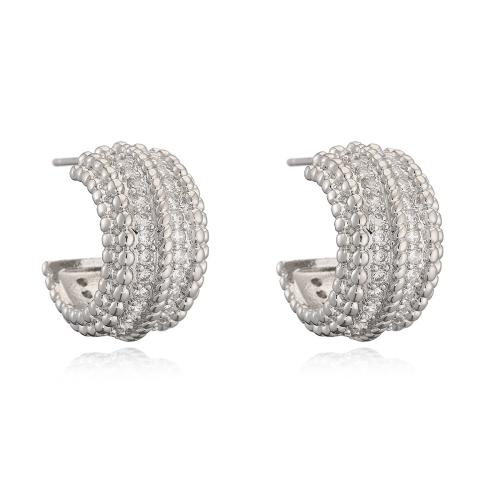 Boucles d'oreilles en laiton zircon cubique pavent, Placage, bijoux de mode & pavé de micro zircon & pour femme, plus de couleurs à choisir, Vendu par paire