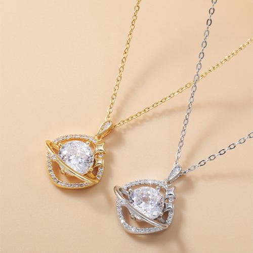 Alliage de cuivre collier, avec 1.6inch chaînes de rallonge, Placage, chaîne ovale & pavé de micro zircon & pour femme, plus de couleurs à choisir, Longueur Environ 15.4 pouce, Vendu par PC