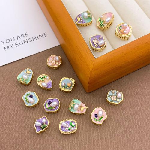 Perles bijoux en laiton, avec perle de plastique, Placage, DIY & émail, plus de couleurs à choisir, protéger l'environnement, sans nickel, plomb et cadmium, Vendu par PC