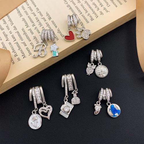 Cubique Pendentif en laiton zircon pavent, Placage, DIY & pavé de micro zircon & émail, plus de couleurs à choisir, protéger l'environnement, sans nickel, plomb et cadmium, Vendu par PC