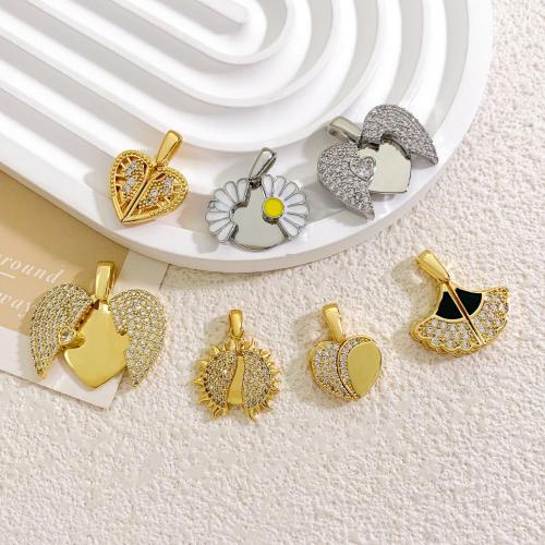 Cubique Pendentif en laiton zircon pavent, Placage, DIY & pavé de micro zircon & émail, plus de couleurs à choisir, protéger l'environnement, sans nickel, plomb et cadmium, Vendu par PC