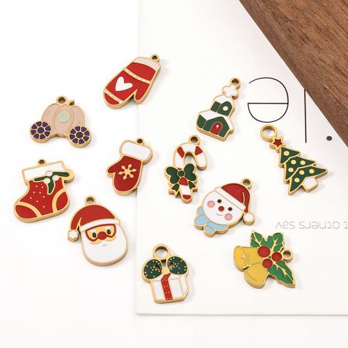 Nerezová ocel Šperky Přívěsky, 304 Stainless Steel, barva pozlacený, Vánoční design & DIY & smalt, více barev na výběr, Prodáno By PC