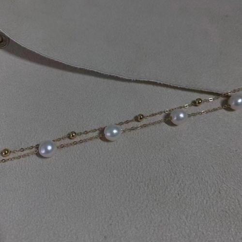 Bracelet en perles de culture d'eau douce, argent sterling 925, avec perle d'eau douce cultivée, Légèrement rond, Placage de couleur d'or, bijoux de mode, plus de couleurs à choisir, 6-7mm, Vendu par PC