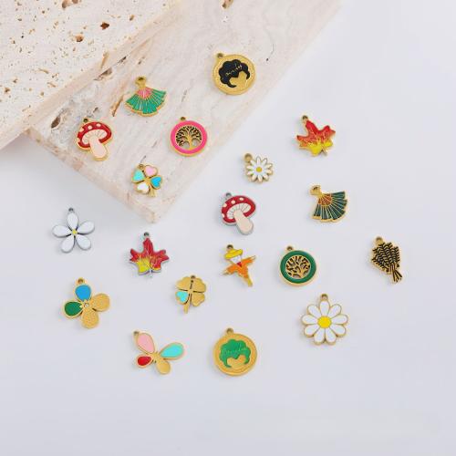 Nerezová ocel Šperky Přívěsky, 304 Stainless Steel, barva pozlacený, DIY & smalt, více barev na výběr, 10PC/Bag, Prodáno By Bag