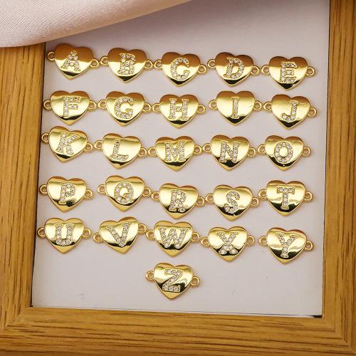Zircon cubique Micro Pave laiton Connecteur, Lettre d’alphabet, Placage, DIY & pavé de micro zircon, plus de couleurs à choisir, protéger l'environnement, sans nickel, plomb et cadmium, Vendu par PC