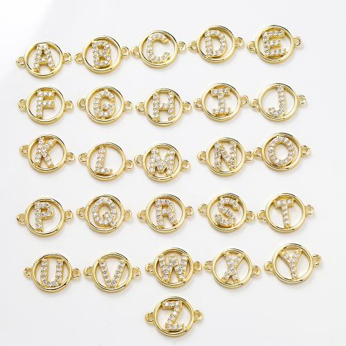 Zircon cubique Micro Pave laiton Connecteur, Lettre d’alphabet, Placage, DIY & pavé de micro zircon, plus de couleurs à choisir, protéger l'environnement, sans nickel, plomb et cadmium, Vendu par PC