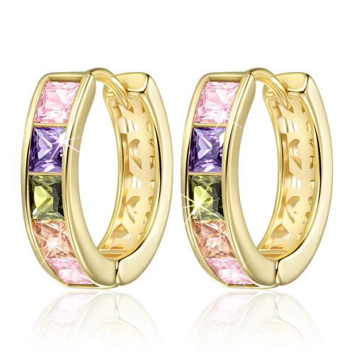 Boucles d'oreilles en laiton zircon cubique pavent, Placage, bijoux de mode & pavé de micro zircon & pour femme, Vendu par paire