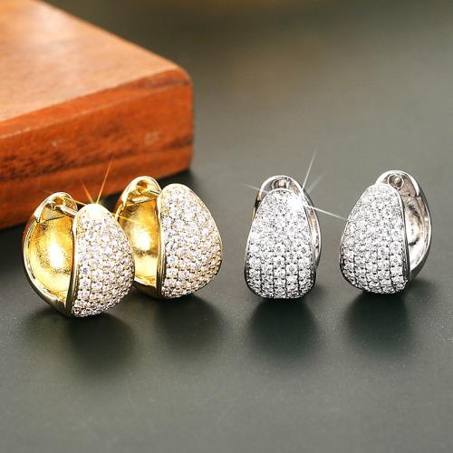 Boucles d'oreilles en laiton zircon cubique pavent, Placage, bijoux de mode & pavé de micro zircon & pour femme, plus de couleurs à choisir, Vendu par paire