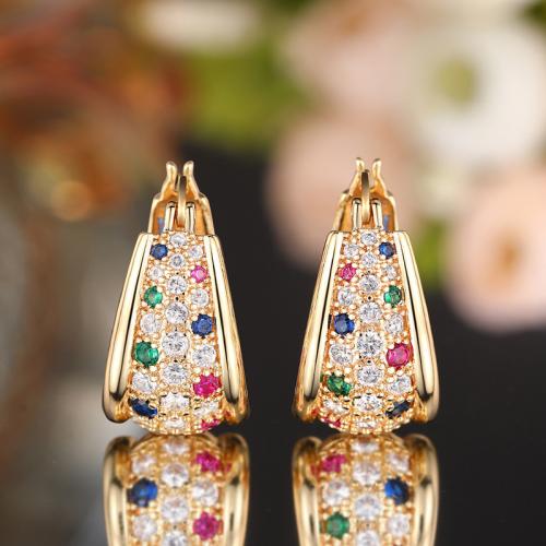 Boucles d'oreilles en laiton zircon cubique pavent, Placage, bijoux de mode & pavé de micro zircon & pour femme, Vendu par paire