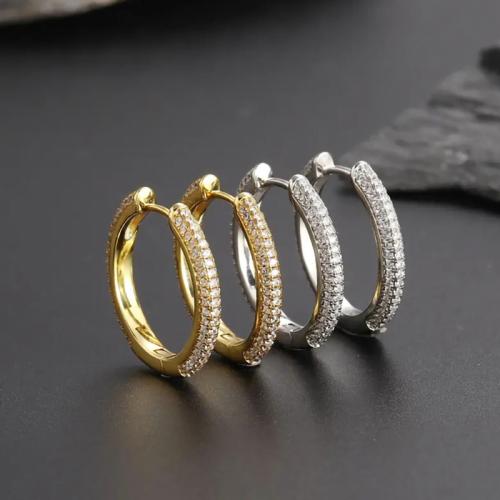 Boucles d'oreilles en laiton zircon cubique pavent, Placage, bijoux de mode & pavé de micro zircon & pour femme, plus de couleurs à choisir, Vendu par paire