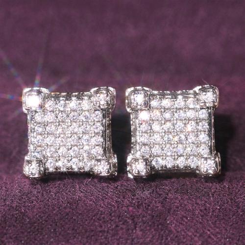 Boucles d'oreilles en laiton zircon cubique pavent, Placage, bijoux de mode & pavé de micro zircon & pour femme, plus de couleurs à choisir, Vendu par paire
