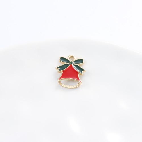 Zink Alloy Christmas Hängen, Julen sätta en klocka, guldfärg pläterade, DIY & emalj, blandade färger, 16.50x14.50x2.80mm, Säljs av PC