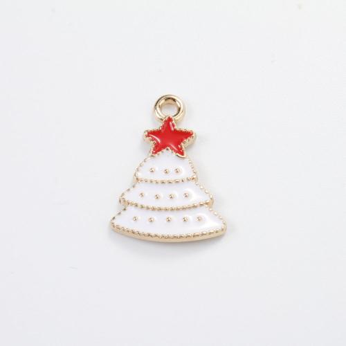 Zink Alloy Christmas Hängen, Julgran, guldfärg pläterade, DIY & emalj, blandade färger, 22x15.70x1.80mm, Säljs av PC