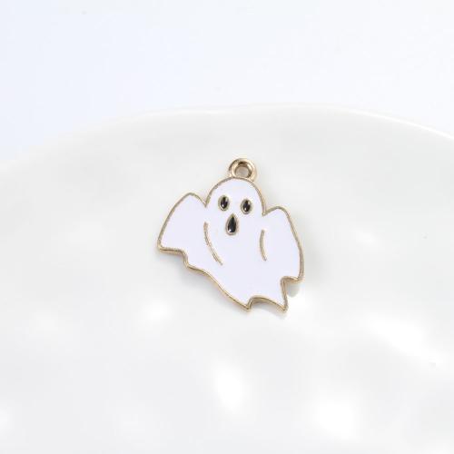 Móda Halloween přívěšek, Zinek, duch, barva pozlacený, Halloweenský design & DIY & smalt, smíšené barvy, 26.50x22x1.20mm, Prodáno By PC