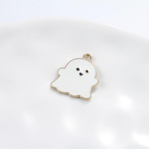 Móda Halloween přívěšek, Zinek, duch, barva pozlacený, Halloweenský design & DIY & smalt, smíšené barvy, 22x18x14mm, Prodáno By PC