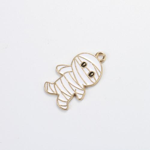 Fashion Halloween Pendant Zinc Alloy Mummy gold color plated Halloween Design & DIY & enamel mixed colors Sold By PC