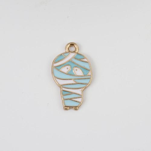 Móda Halloween přívěšek, Zinek, Mumie, barva pozlacený, Halloweenský design & DIY & smalt, smíšené barvy, 21.60x13x1.40mm, Prodáno By PC