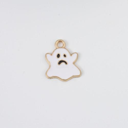 Móda Halloween přívěšek, Zinek, duch, barva pozlacený, Halloweenský design & DIY & smalt, smíšené barvy, 17.20x14x14mm, Prodáno By PC