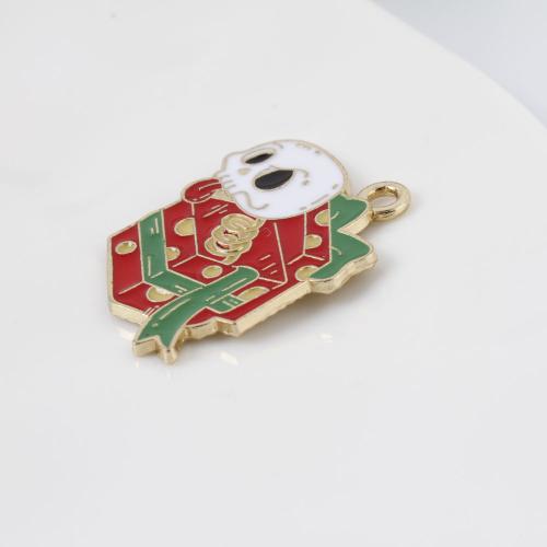 Móda Halloween přívěšek, Zinek, Lebka, barva pozlacený, Halloweenský design & DIY & smalt, smíšené barvy, 15x20x1.20mm, Prodáno By PC