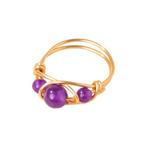 Gemstone prst prsten, Zinek, s Drahokam, ruční práce, módní šperky & různé materiály pro výběr, zlatý, Prodáno By PC