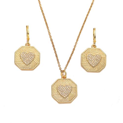 Zircon cubique Micro Pave parures de bijoux en laiton, Placage, styles différents pour le choix & pavé de micro zircon & pour femme, doré, Vendu par PC