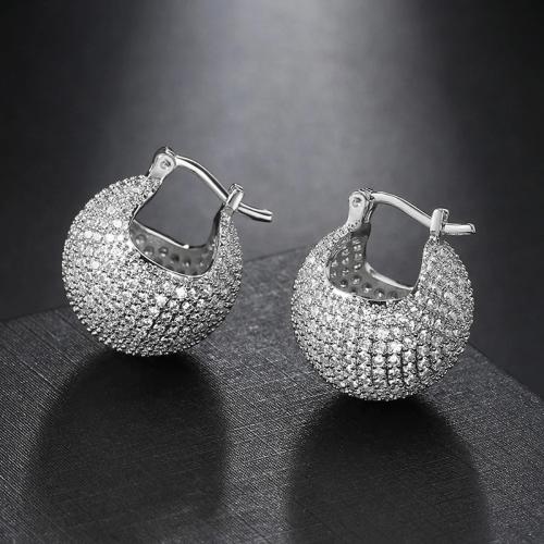 Boucles d'oreilles en laiton zircon cubique pavent, Placage, bijoux de mode & pavé de micro zircon & pour femme, plus de couleurs à choisir, Vendu par paire