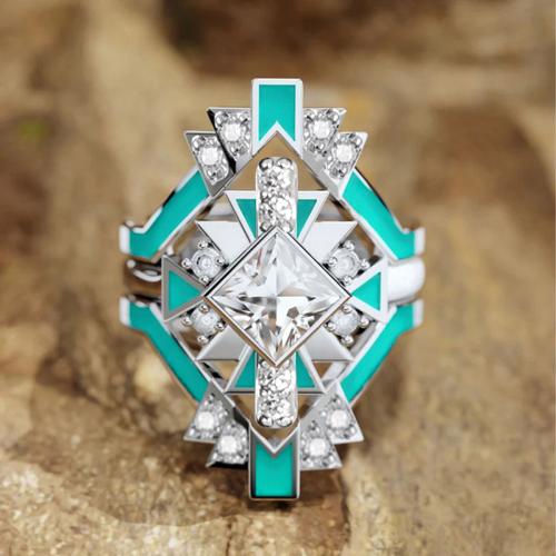 Krychlový Circonia Micro vydláždit mosazný prsten, Mosaz, tři kusy & různé velikosti pro výběr & micro vydláždit kubické zirkony & pro ženy & smalt, Prodáno By nastavit