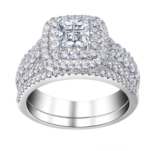 Krychlový Circonia Micro vydláždit mosazný prsten, Mosaz, 2 kusy & různé velikosti pro výběr & micro vydláždit kubické zirkony & pro ženy, Prodáno By nastavit